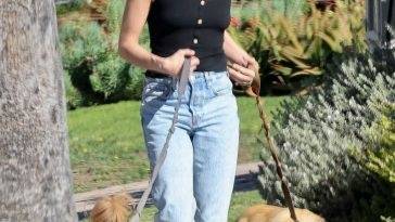 Braless Aubrey Plaza Takes Her Dogs Out For a Morning Walk on leakfanatic.com
