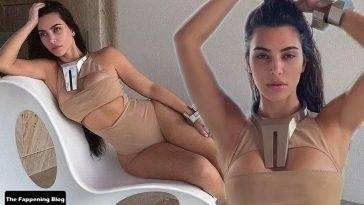 Kim Kardashian Shows Off Her Curves in a Monokini on leakfanatic.com