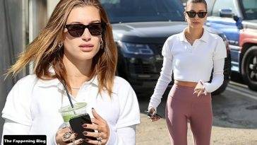 Hailey Bieber Looks Fit in West Hollywood on leakfanatic.com