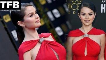 Selena Gomez Puts on an Elegant Display in a Red Gown at the Critics Choice Awards in LA on leakfanatic.com