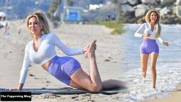 Farrah Abraham Starts Off The New Year with Some Yoga on the Beach in Santa Monica on leakfanatic.com