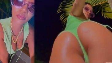 Rihanna Displays Her Tits and Butt in Green Lingerie (14 Pics + GIFs & Video) on leakfanatic.com