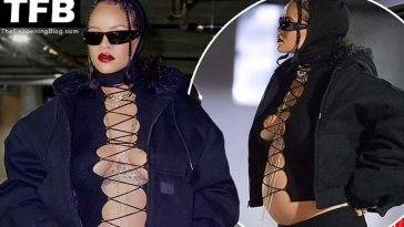 Braless Rihanna Flaunts Her Baby Bump in LA on leakfanatic.com