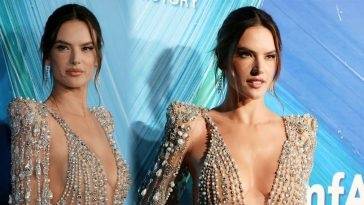 Alessandra Ambrosio Displays Her Sexy Tits at the 11th Annual amfAR Gala on leakfanatic.com