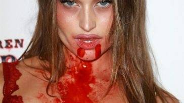 Bloody Lexi Wood Poses on the Red Carpet at the CARN*EVIL Halloween Party on leakfanatic.com