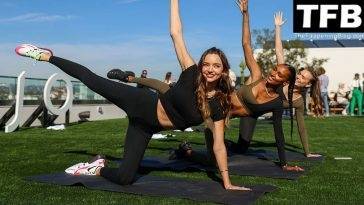 Josephine Skriver, Jasmine Tookes, Miranda Kerr Look Sexy in Leggings at JOJA Launch in Santa Monica on leakfanatic.com