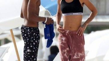 Willow Smith Shows Her Pokies as She Relaxes with Her Boyfriend on the Beach in Miami on leakfanatic.com