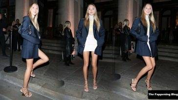 Lila Moss Shows Off Her Slender Legs in London on leakfanatic.com