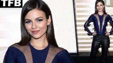 Victoria Justice Puts on a Busty Display in a Racy Mesh Top at the Homecoming Weekend Super Bowl Bash on leakfanatic.com