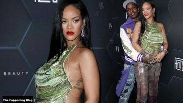 Rihanna Flaunts Her Curves at the Fenty Beauty And Fenty Skin Celebration in LA on leakfanatic.com