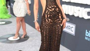 Jazelle Poses in a See-Through Dress at the 2022 Billboard Music Awards on leakfanatic.com