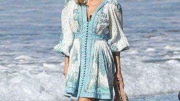 Elisabetta Canalis Undresses on the Beach During a Sexy Shoot in Santa Monica on leakfanatic.com