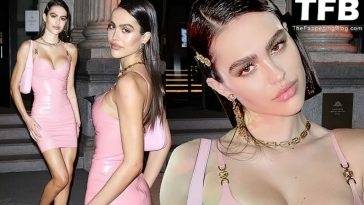 Amelia Gray Hamlin Drops Jaws in a Total Versace Look at Milan Fashion Week on leakfanatic.com