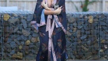 Busty Chloe Ferry Steps Out in Dressing Gown to Take Delivery of Christmas Trees on leakfanatic.com