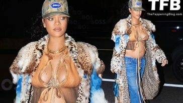 Rihanna Shows Off Her Growing Baby Bump as She Exits Giorgio Baldi on leakfanatic.com