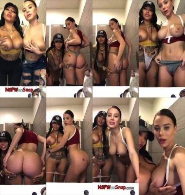 Lana Rhoades with friend public bathroom teasing snapchat premium 2019/01/14 on leakfanatic.com