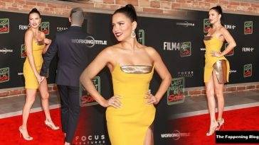 Adriana Lima Showcases Her Model Legs in Yellow and Gold Mini Dress (70 New Photos) on leakfanatic.com