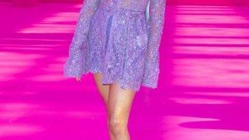 Vanessa Hudgens Looks Hot in a See-Through Dress at the Valentino Womenswear Show on leakfanatic.com