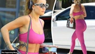 Rita Ora Looks Hot in Pink Activewear in Sydney on leakfanatic.com