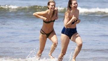 AnnaLynne McCord & Rachel McCord Take a Dip in The Ocean in Los Angeles on leakfanatic.com