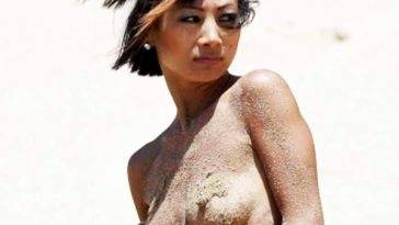 Actress Bai Ling Flashes her Nipples on the Beach in Hawaii on leakfanatic.com