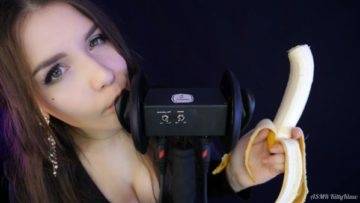 KittyKlaw ASMR Banana 3 Dio Licking Mouth Sounds Video on leakfanatic.com