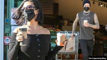 Braless Kourtney Kardashian & Travis Barker Go Grocery Shopping Together at Erewhon Market on leakfanatic.com