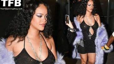 Pregnant Rihanna Flashes Her Nude Tits in a See-Through Dress in Milan on leakfanatic.com