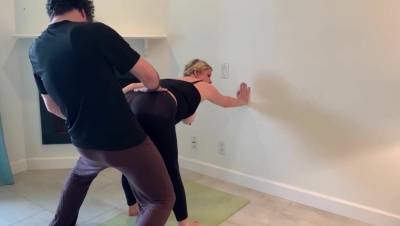 Stepson helps stepmom with yoga and stretches her pussy1 on leakfanatic.com