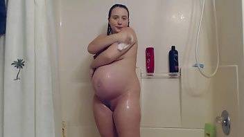Lanna Amidala 35 weeks pregnant shower head cum xxx premium porn videos on leakfanatic.com