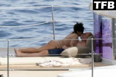 Salma Hayek Puts on a Steamy Display With Her Husband While Relaxing on a Yacht on Holiday in Capri on leakfanatic.com