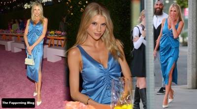 Charlotte McKinney Looks Hot in a Blue Dress at the ByFar Event in WeHo - Charlotte on leakfanatic.com