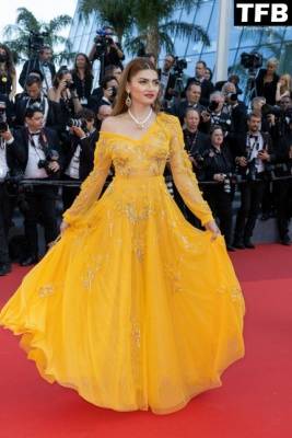 Blanca Blanco Looks Hot in a See-Through Yellow Dress at the 75th Annual Cannes Film Festival on leakfanatic.com