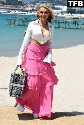 Tallia Storm is Seen at the Beach Martinez Hotel During the 75th Annual Cannes Film Festival on leakfanatic.com