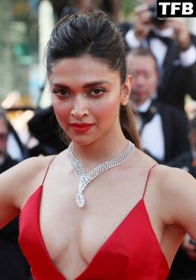 Deepika Padukone Looks Beautiful in a Red Dress During the 75th Annual Cannes Film Festival on leakfanatic.com
