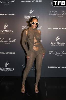 Teyana Taylor Flashes Her Nude Boobs as She Arrives at The Met Gala Boom Boom Room Afterparty on leakfanatic.com