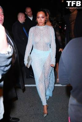 La La Anthony Steps Out in a Lace See-Through Dress for a Met Gala After-Party on leakfanatic.com