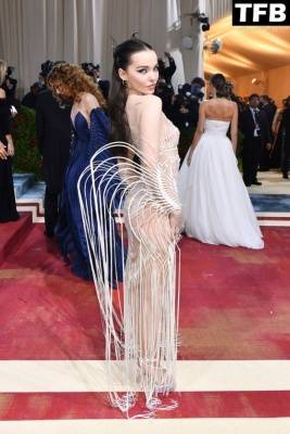 Dove Cameron Displays Her Slender Figure at The 2022 Met Gala in NYC on leakfanatic.com