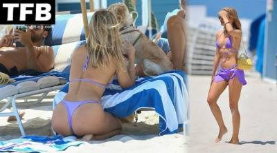 Kimberley Garner Has a Family Day on the Beach in Miami on leakfanatic.com
