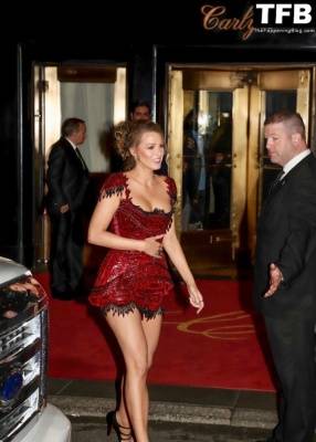 Leggy Blake Lively Exits a MET Gala After-Party in NYC on leakfanatic.com