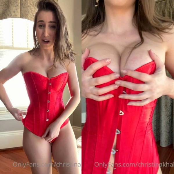 Christina Khalil Red Corset Try On  Video  - Usa on leakfanatic.com