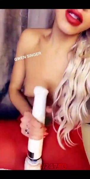 Gwen Singer sexy in red snapchat premium xxx porn videos on leakfanatic.com