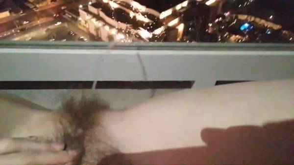 CandieCane peeing all over vegas hotel balcony xxx premium porn video on leakfanatic.com
