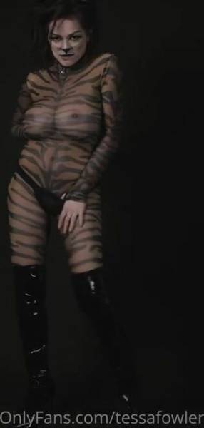 Tessa Fowler See Through Halloween Cat Costume Video  on leakfanatic.com