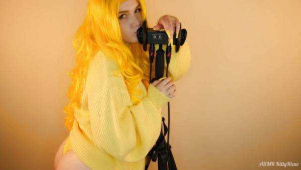 Kitty Klaw ASMR - Yellow - Licking and Mouth sounds on leakfanatic.com