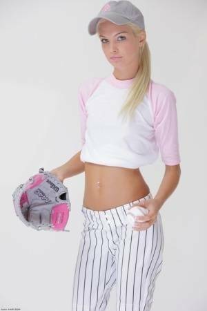 Baseball cutie Francesca loses her uniform to expose her skinny teen body on leakfanatic.com