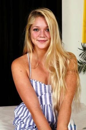 Young blonde Jessie Andrews is all aglow after a fuck and open mouth facial on leakfanatic.com