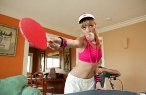 Young blonde Nicole Ray fucks a really old guy after losing ping pong game on leakfanatic.com