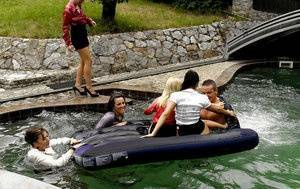 Lustful pornstars having fun at the crazy sex party by the pool on leakfanatic.com