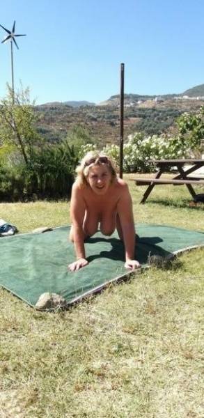 Mature amateur sports a creampie after sex atop a picnic table on leakfanatic.com